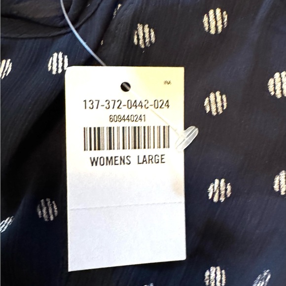 Abercrombie & Fitch Babydoll Cami Style Top Navy and Silver Polka Dot Large NWT - Picture 11 of 13